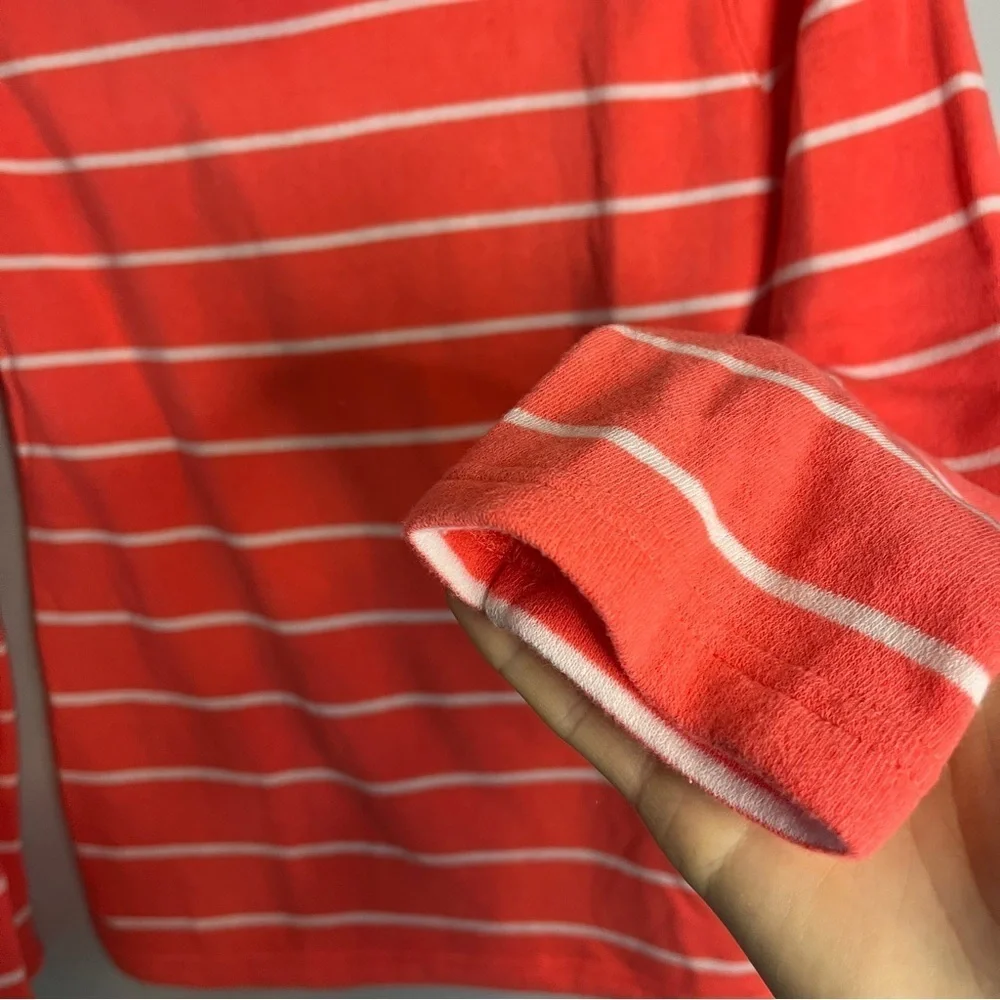 J. Crew Neon Pink Stripe Fleece Turtleneck